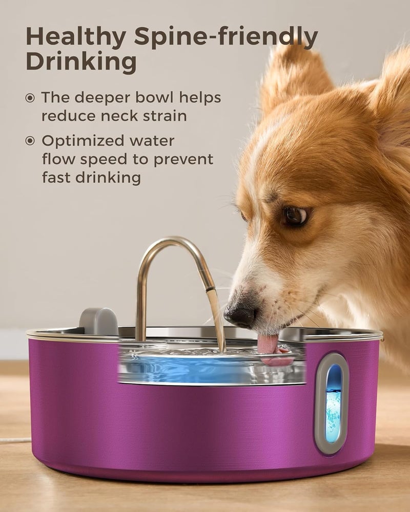 smartoo Dog Water Fountain for Large Dogs 7L/236oz Stainless Steel Dog Water Bowl Dispenser Automatic Pet Water Fountain, Multi-Filtration Pet Fountain with Ultra-Quiet Pump (Pink) - Image 5